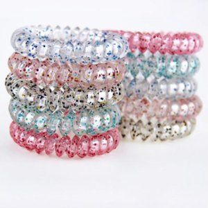 NWT Sparkle Spiral Phone Cord Hair Ties 5 Pack